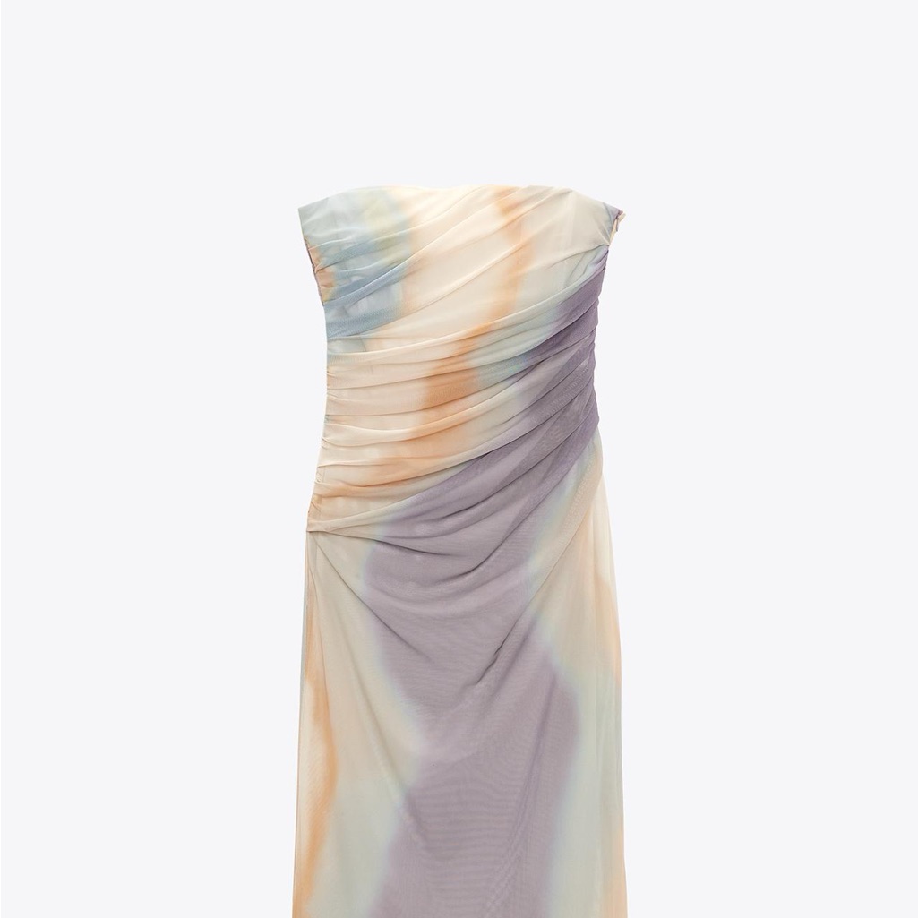 Zara Midi - Elegant Multicolor Strapless Dress